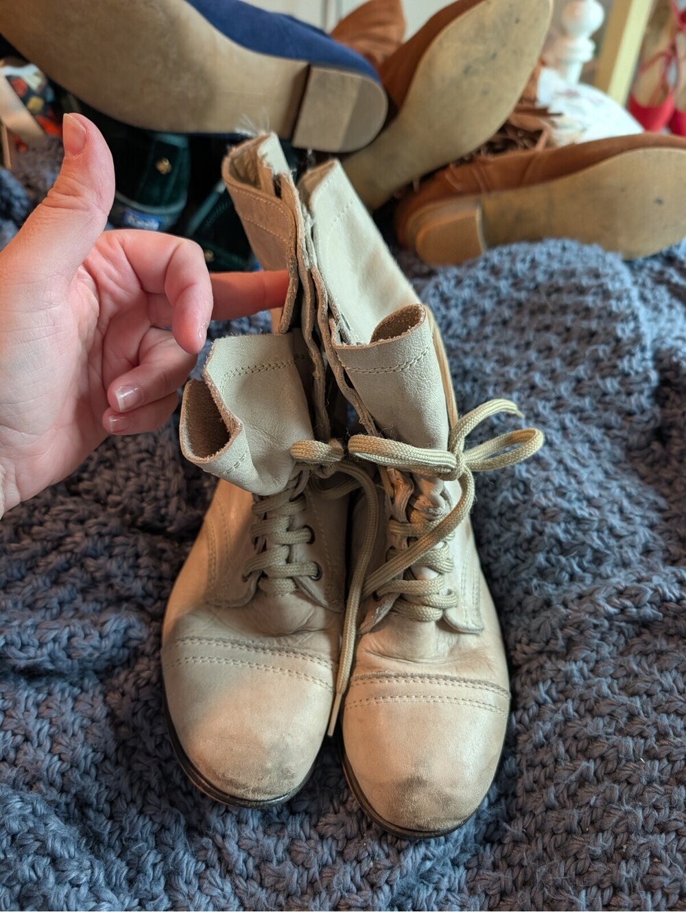 Steve Madden Troopa 2 Stone Combat Boots Size 8